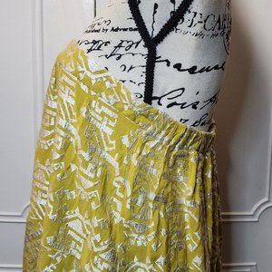 Yellow and silver metallic tube top w shoulder strap